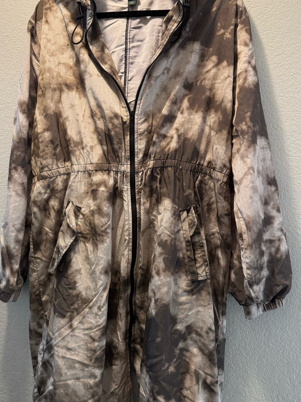 wild fable Brown Tie-Dye Hooded Trench Coat